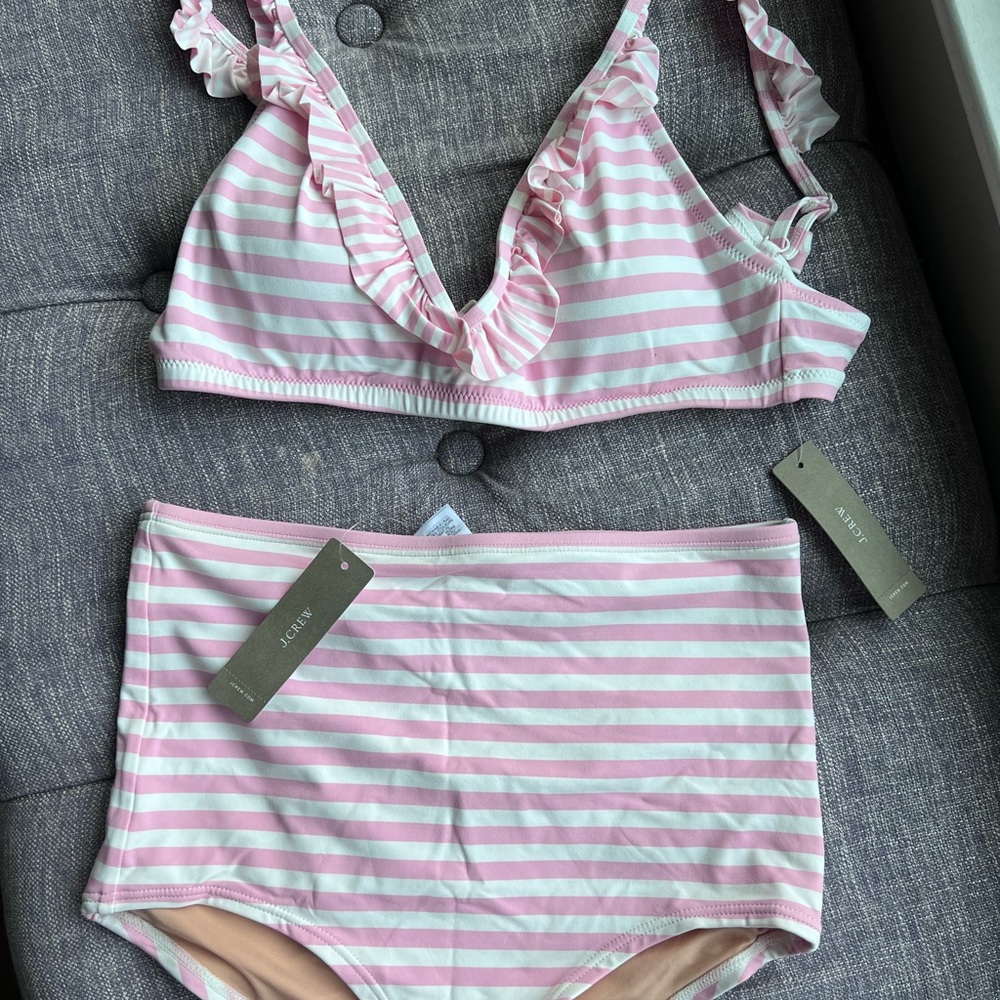 XS / S JCREW ruffle top and high waist swim / bikini BOTTOM ONLY